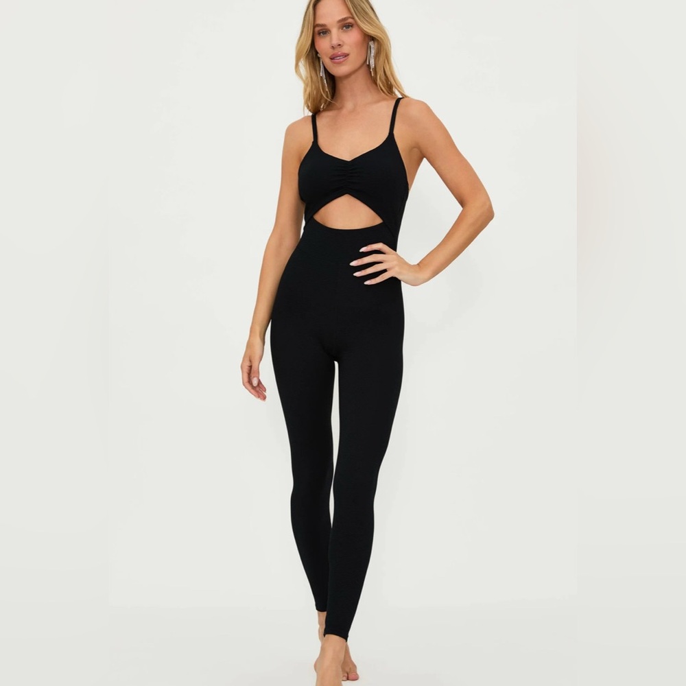 Beach Riot Black Cutout Waffle Jumpsuit